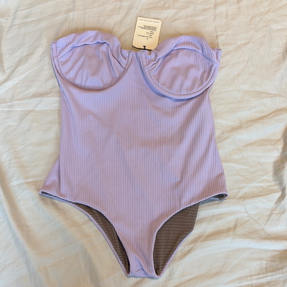 Size L - Brady Ribbed One Piece from Acacia Swim in color Lilac